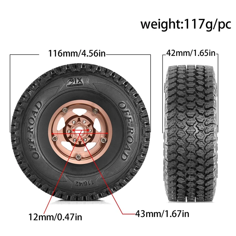 MAKE-4 шт., 116 мм, внедорожные шины для багги, колеса, шестигранные ступицы 12 мм для 1/10 радиоуправляемого гоночного автомобиля, 4WD Nitro HPI/HSP/BAZOOKA/CAMPER/Kyosho