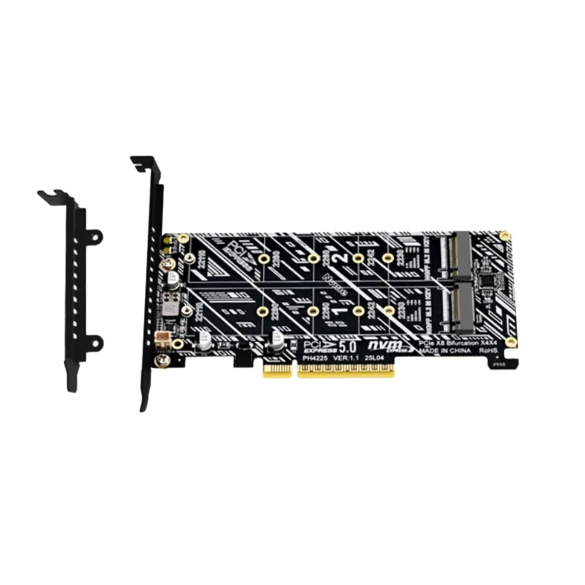 ~【On Sale】PCIEX8 PCIE5.0 Dual NVMe M.2 M-Key Array Expansion Card PCIe Splitter Card for 2230/2242/2260/2280/22110 SSD