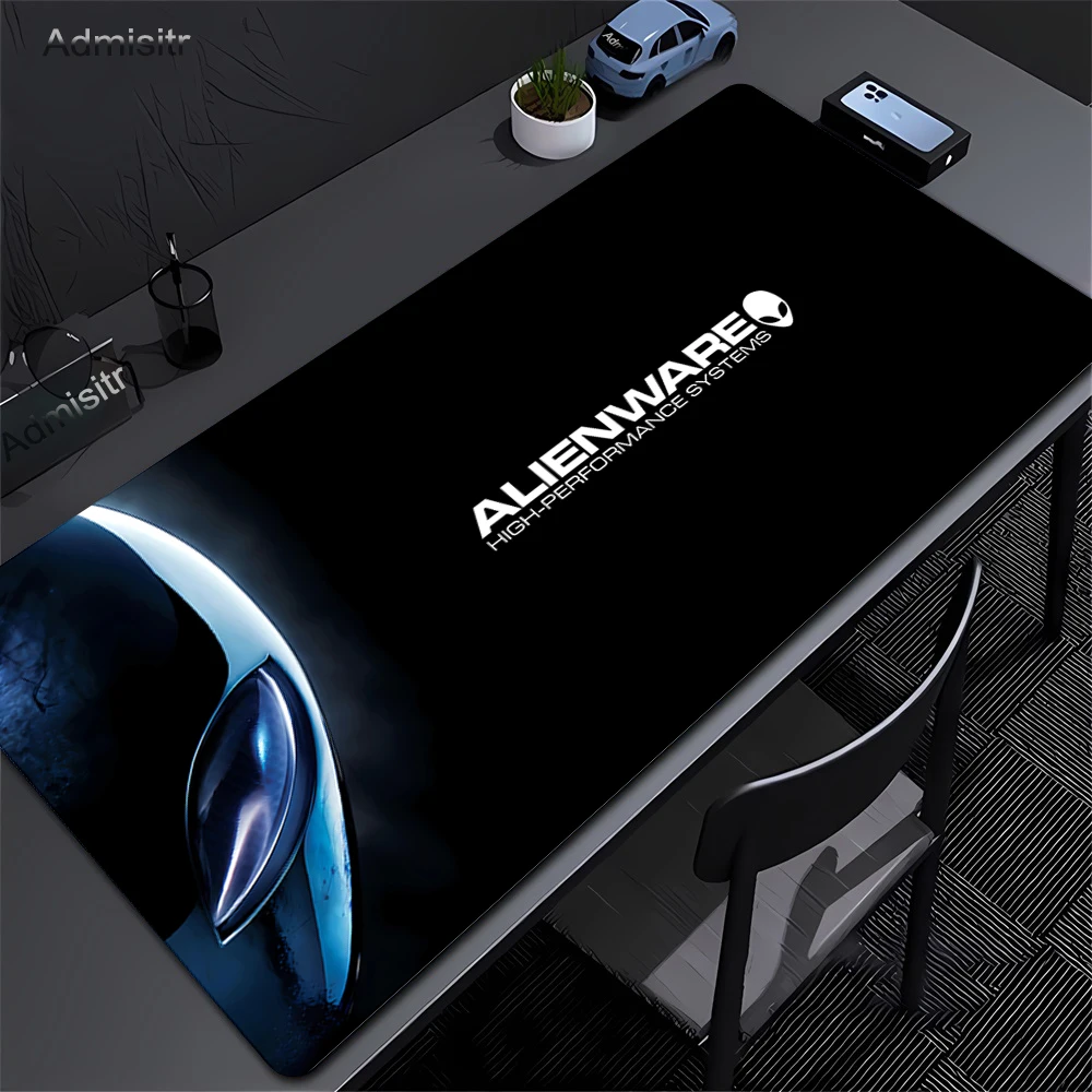 Podkładki na biurko dla graczy czarna Alienware animacja podkładka pod mysz do gier komputerowych podkładki pod klawiaturę Lockrand podkładka pod mysz na mysz komputerową dywan 90x40cm — zdjęcie produktu 3