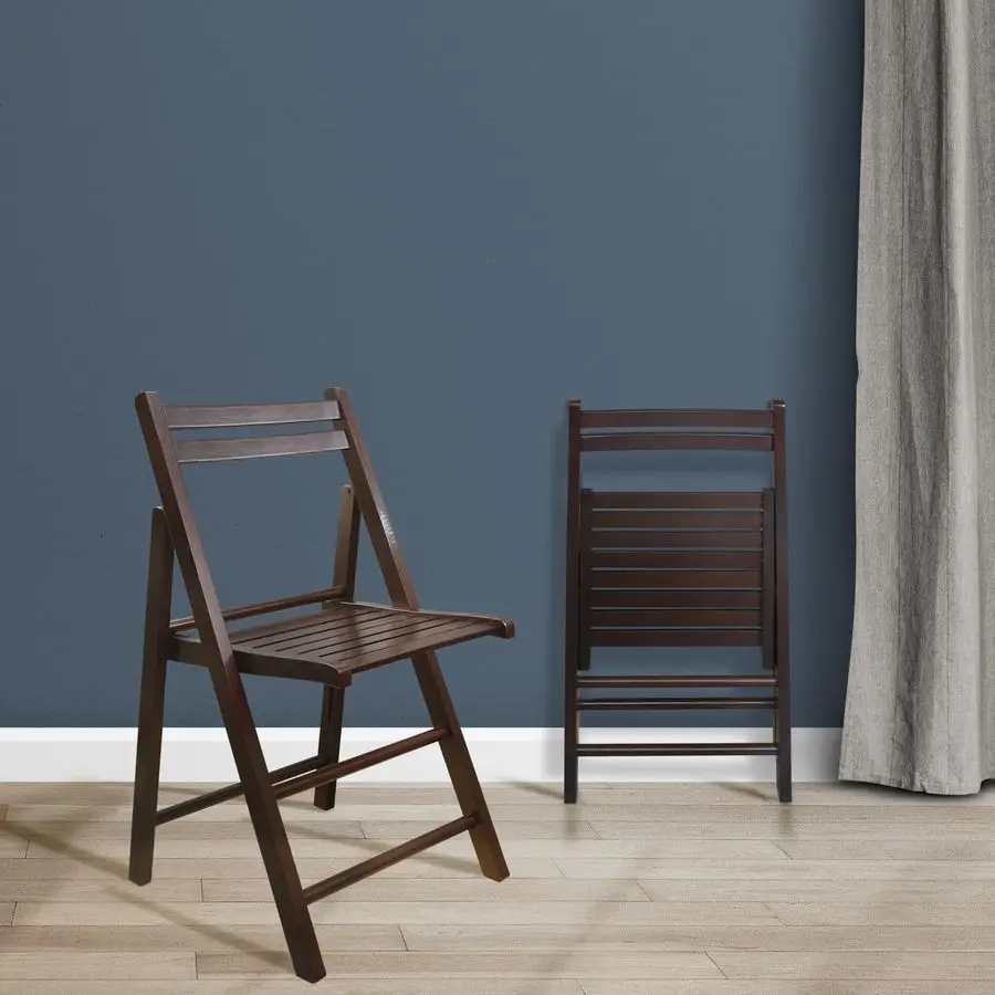 

Wooden Folding Chairs 2Pcs Set Espresso