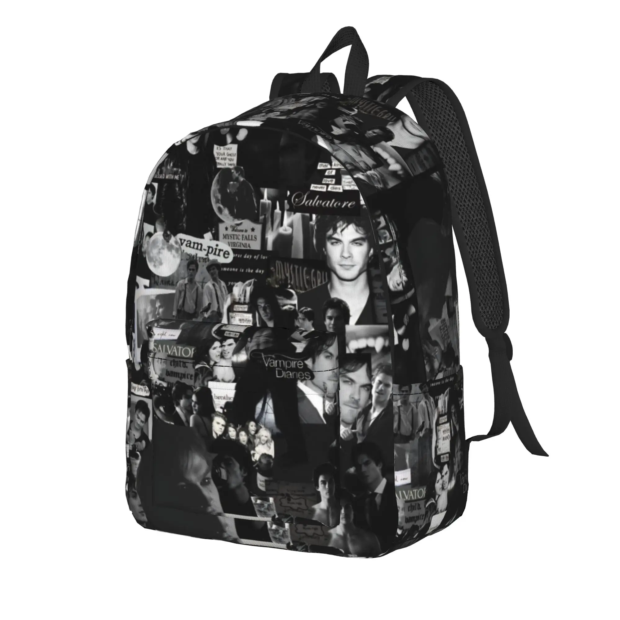 The Vampire Diaries Resuable Movie Backpack Youth Damon Salvatore Backpacks Streetwear High School Bags University Rucksack