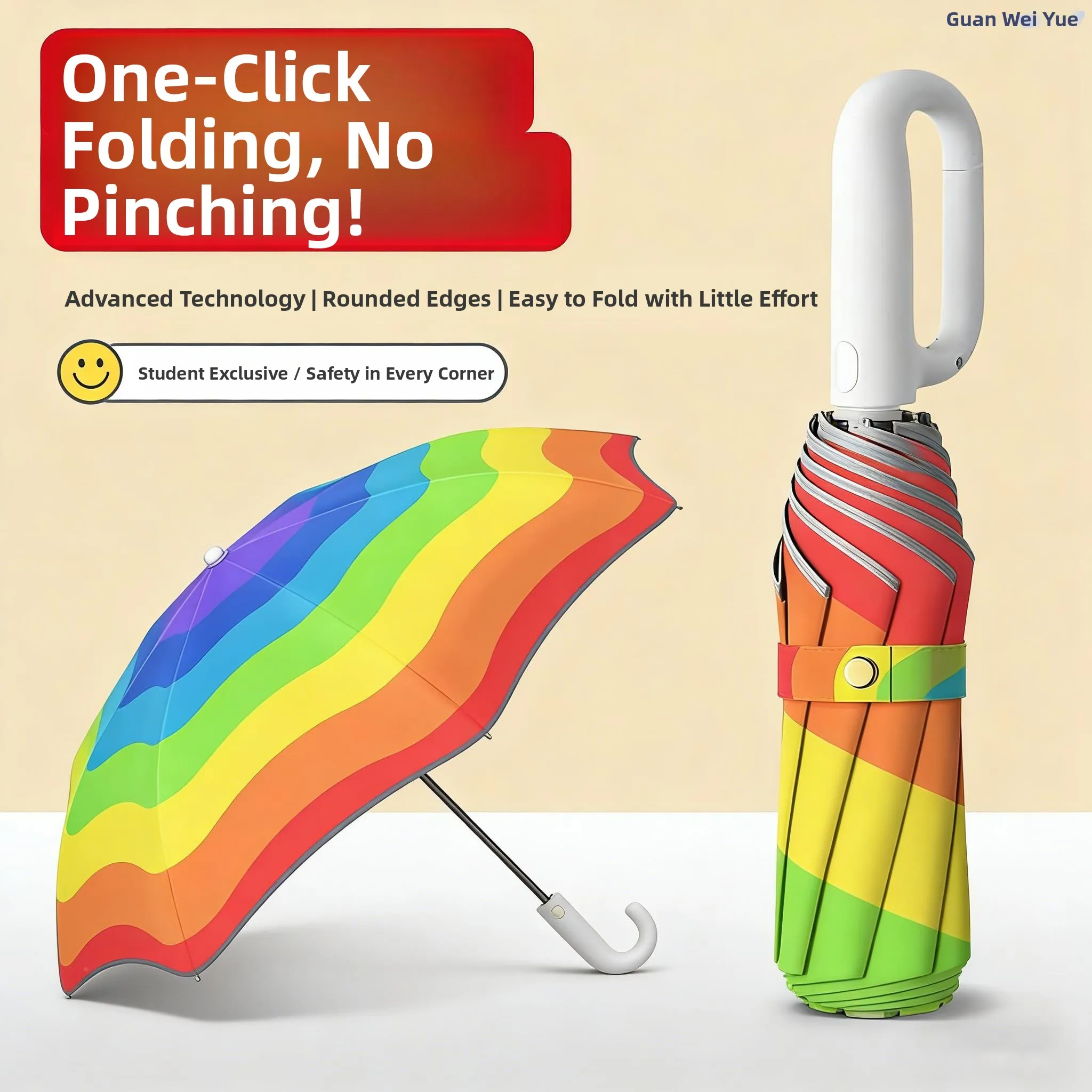 

Automatic Safety round Corner Portable Umbrella for Children Rainproof EVA Handle Aluminum Alloy Stick School Travel Umb...