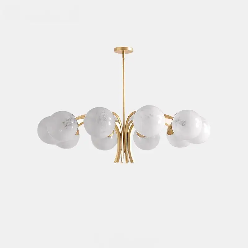 

Modern Medieval Style Chandelier Real Copper Glass Ball LED Hanging Lamp Retro High End for Restaurant Living Room