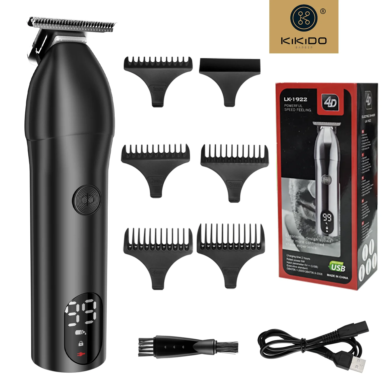 

Hair Trimmer Professional Electric LED Display Hair Cutting Machine Cordless Rechargeable Barber Hair Trimmer for Men LK-1922