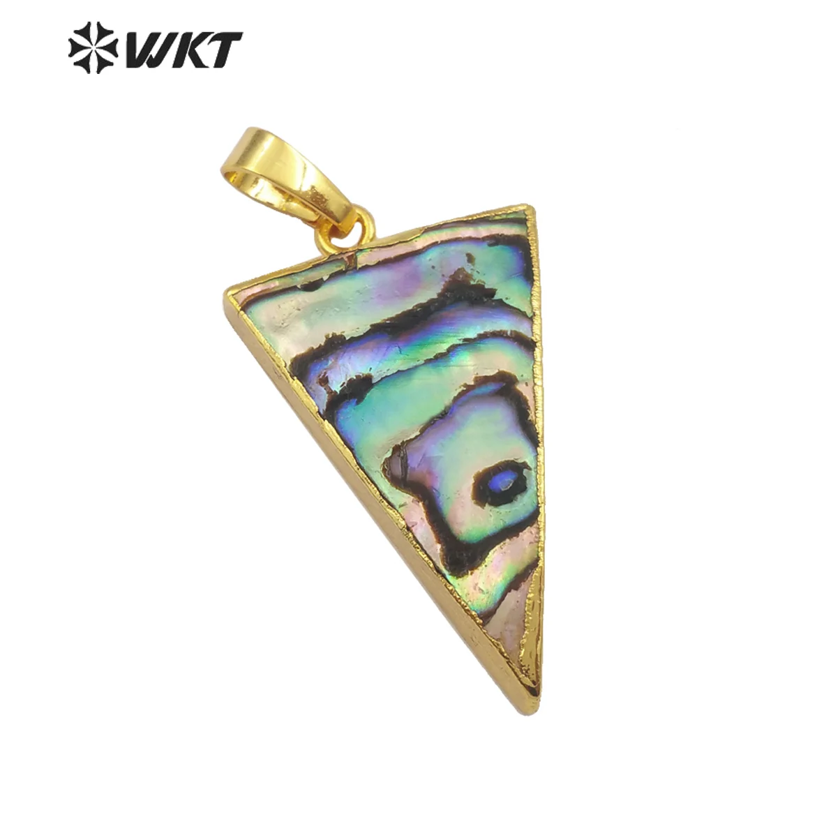 

WT-P777 Wholesale 5pcs Abalone shell pendant triangle shell pendnat natural abalone shell in gold electroplated pendants shell