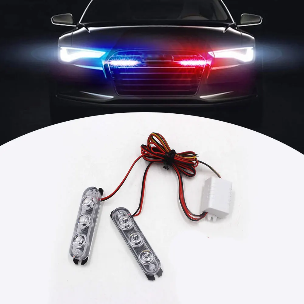 

1 Pair Auto Car Flash Stroboscopes Parking Signal Light Redblue Universal LED Strobe Lights Car Headlight Assembly Auto Lamp