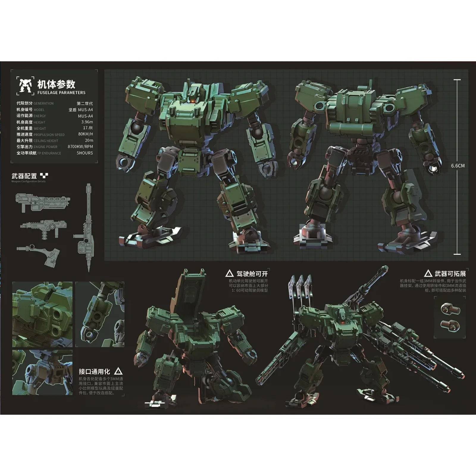 

Sheik Mainland 3MIN MUS-A4 Fortishield Second Generation 1/60 Scale Versatile Land Warfare Mobile Unit (3pcs/box) Hobby DIY