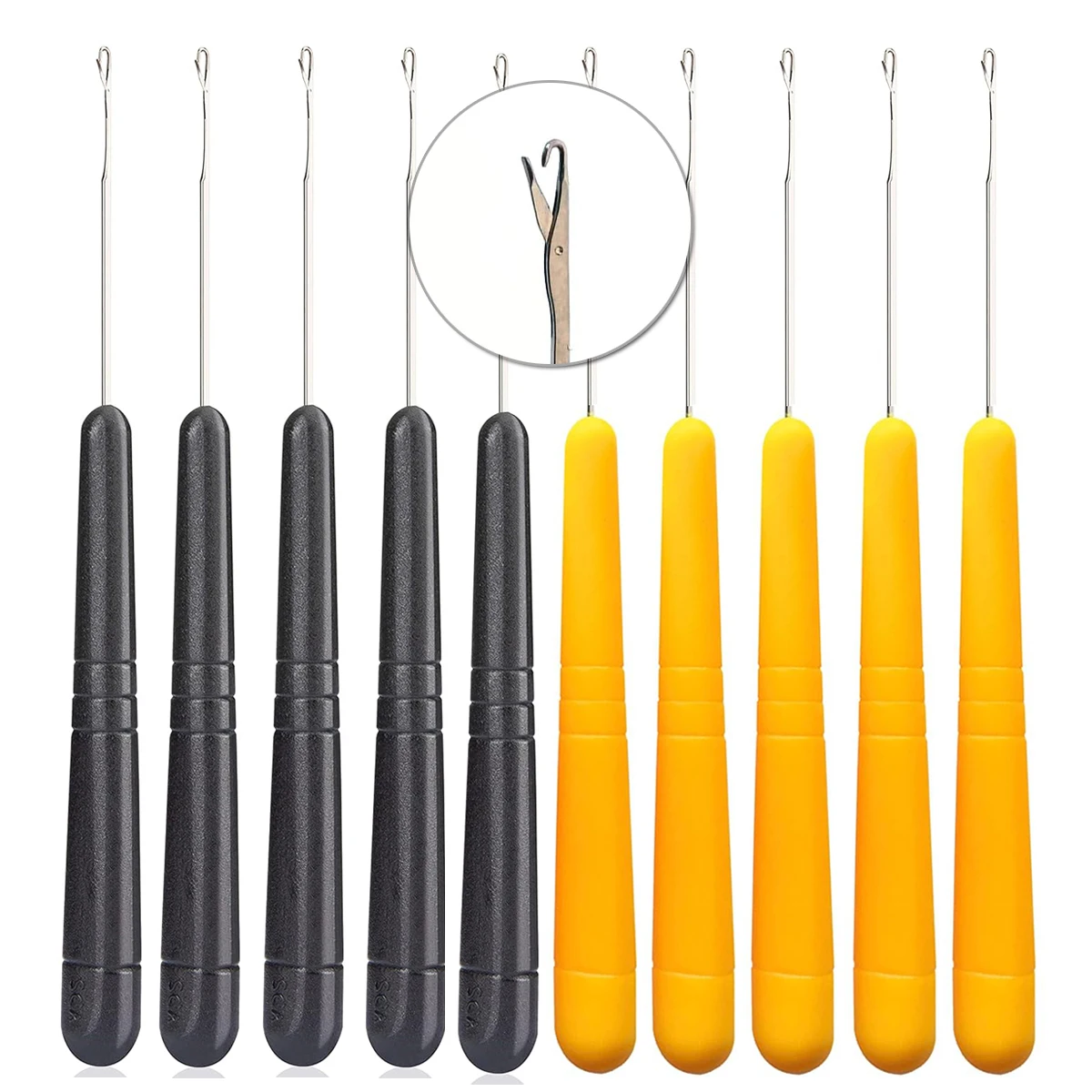 

10Pcs Crochet Knitting Hook Needles Template Bending Shape Plastic Handle Steel Crochet Knitting DIY Kit Sewing Tools
