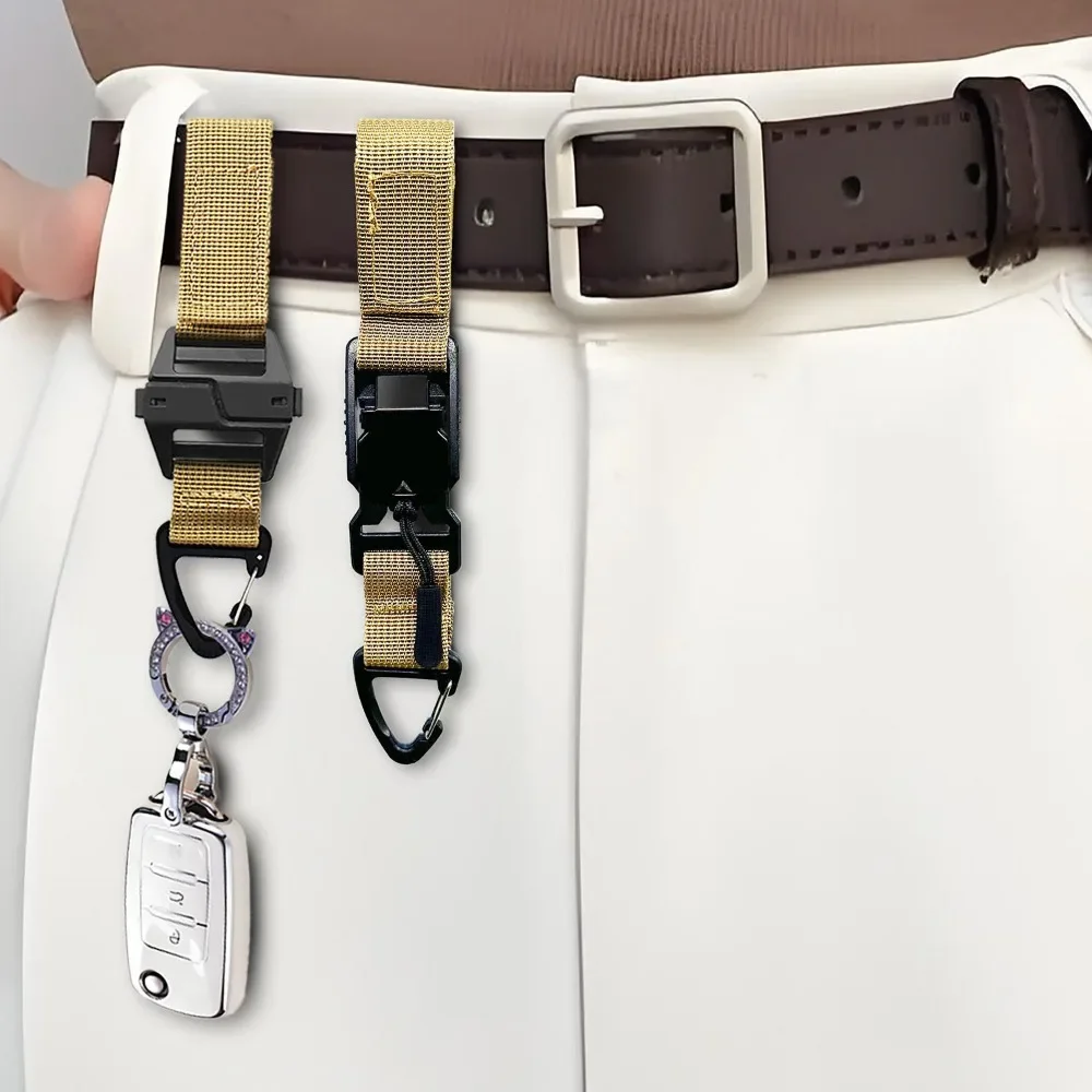 Tactical Gear Clip, MOLLE Bag Clip, Tactical Keychain, MOLLE Accessory Clip with Quick Release Hook and Nylon Webbing