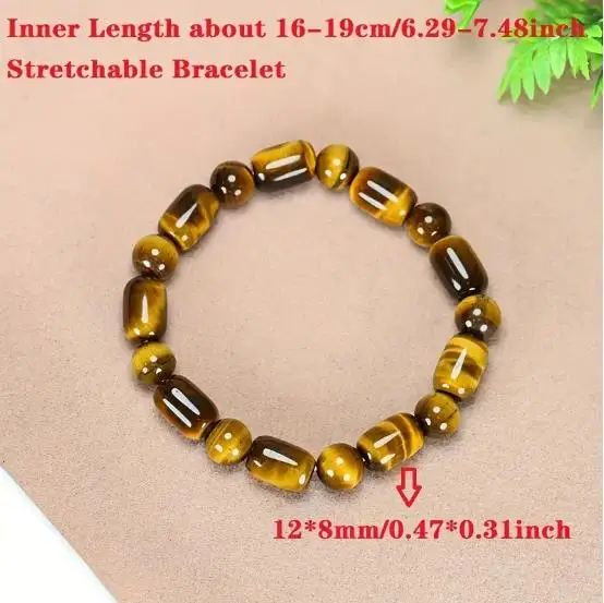 1pc Exquisite Yellow Tiger Eye Stone Fashion Elastic Bracelet For Men & Women, Birthday Party And Holiday Gifts For Unisex