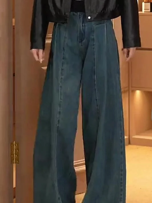 

Donna Women's High Waist Loose Wide Leg Pants Retro Hong Kong Sle Commute Faionable Jeans Spring New Arrival