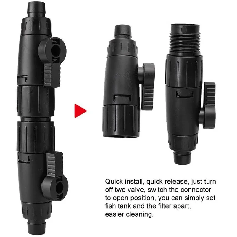 Conector de liberación rápida de doble grifo, válvula de Control de flujo de agua de acuario, conector de filtro de acuario de liberación rápida sin