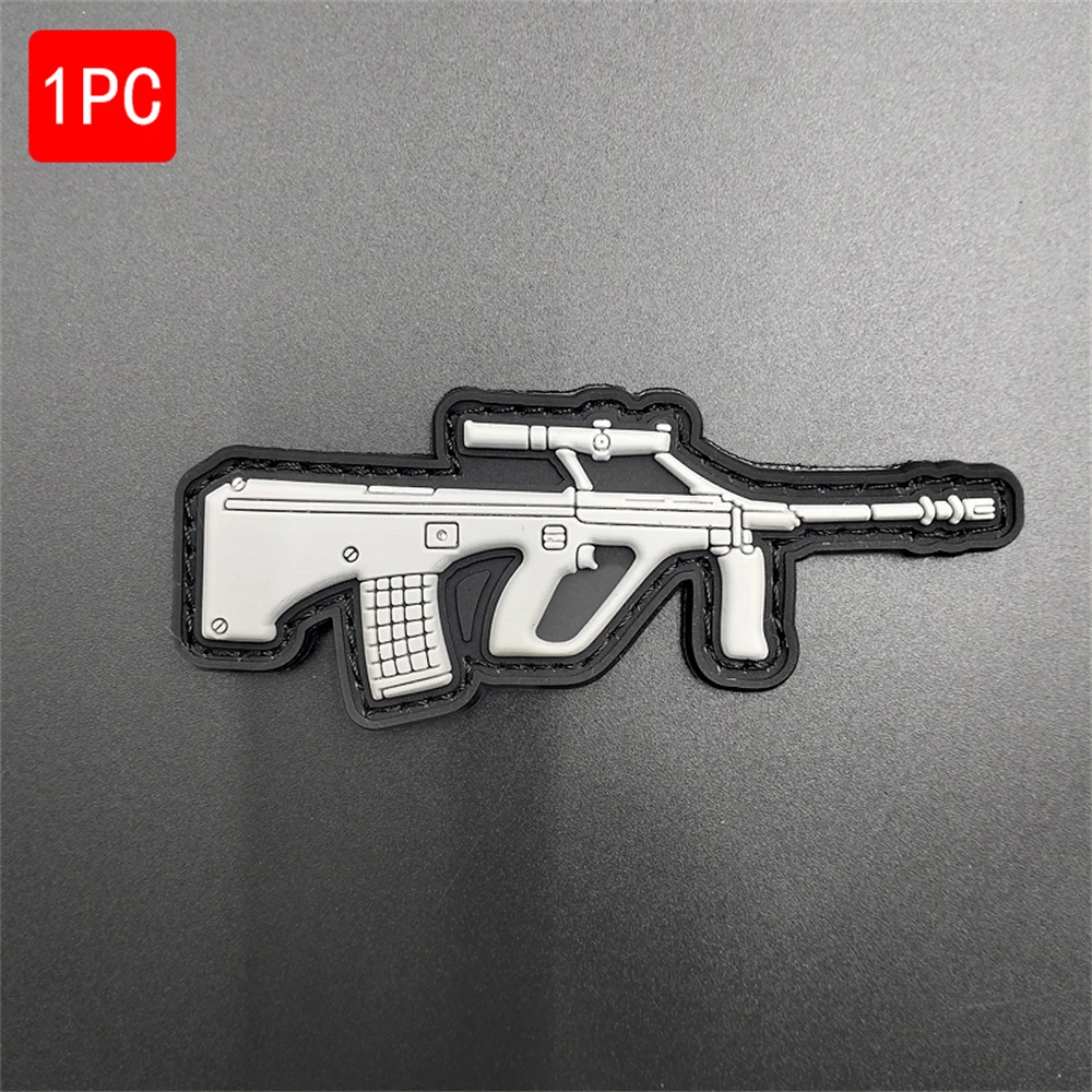 1Pc White Aug 3Dpvc Morale Badge Patch, Perfect for Armband, Backpack and Tactical Vest, Clothing Decoration