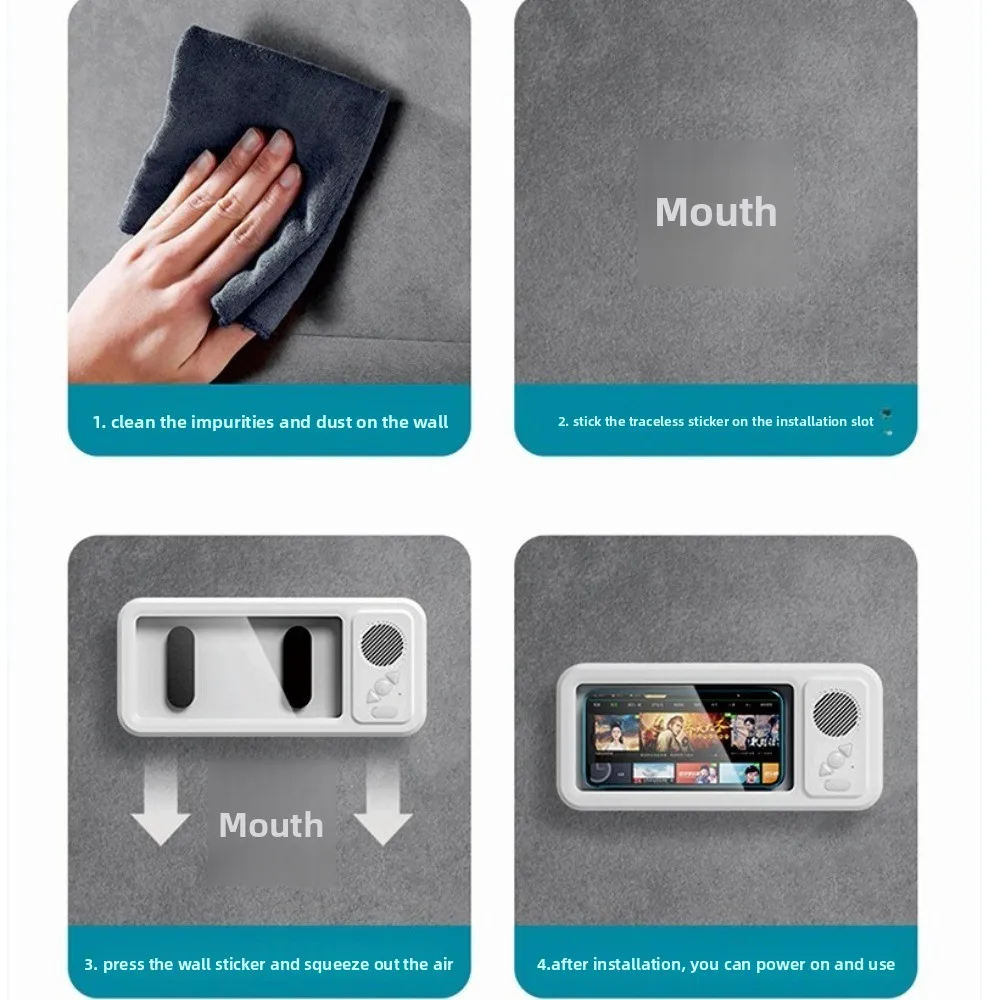 Wodoodporny uchwyt na telefon 360 °   Montaż 60 °   Głośnik Bluetooth z funkcją otwierania, ekran dotykowy odporny na zaparowanie, z bezprzewodowym Bluetooth