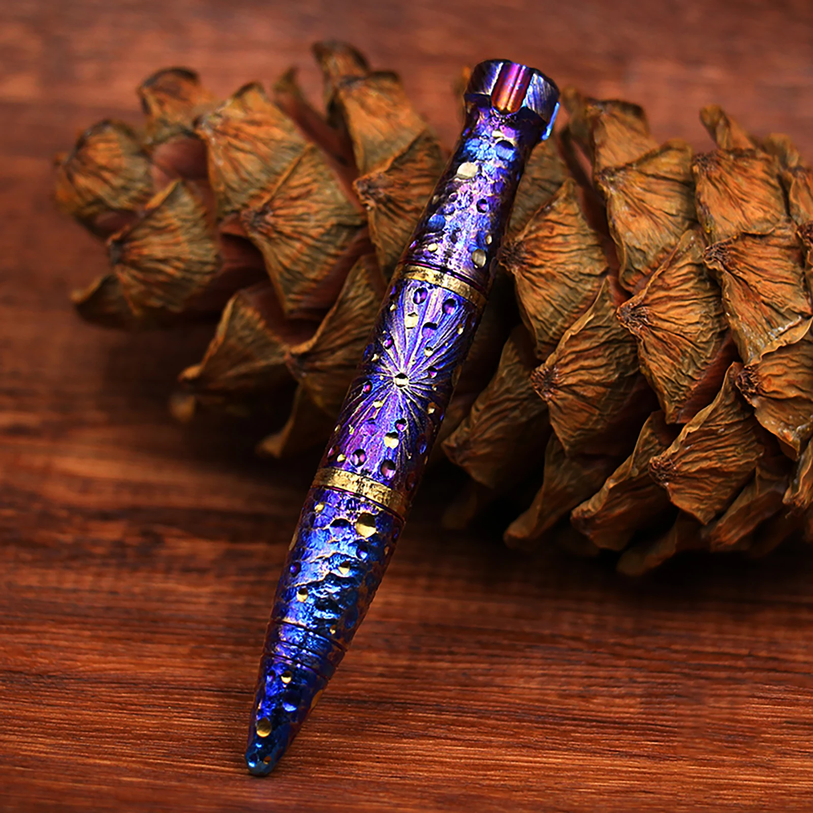 Star Sky Limited Edition Hand Carved Titanium Alloy Tactical Pen Portable EDC Metal Signature Ballpoint Pen