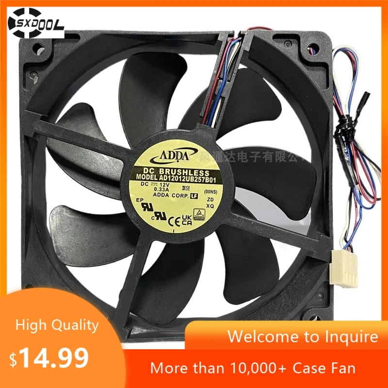 

120mm Case Fan for ADDA 120X120X25mm DC 12V 0.33A AD12012UB257B01 Chassis Silent fan 12cm