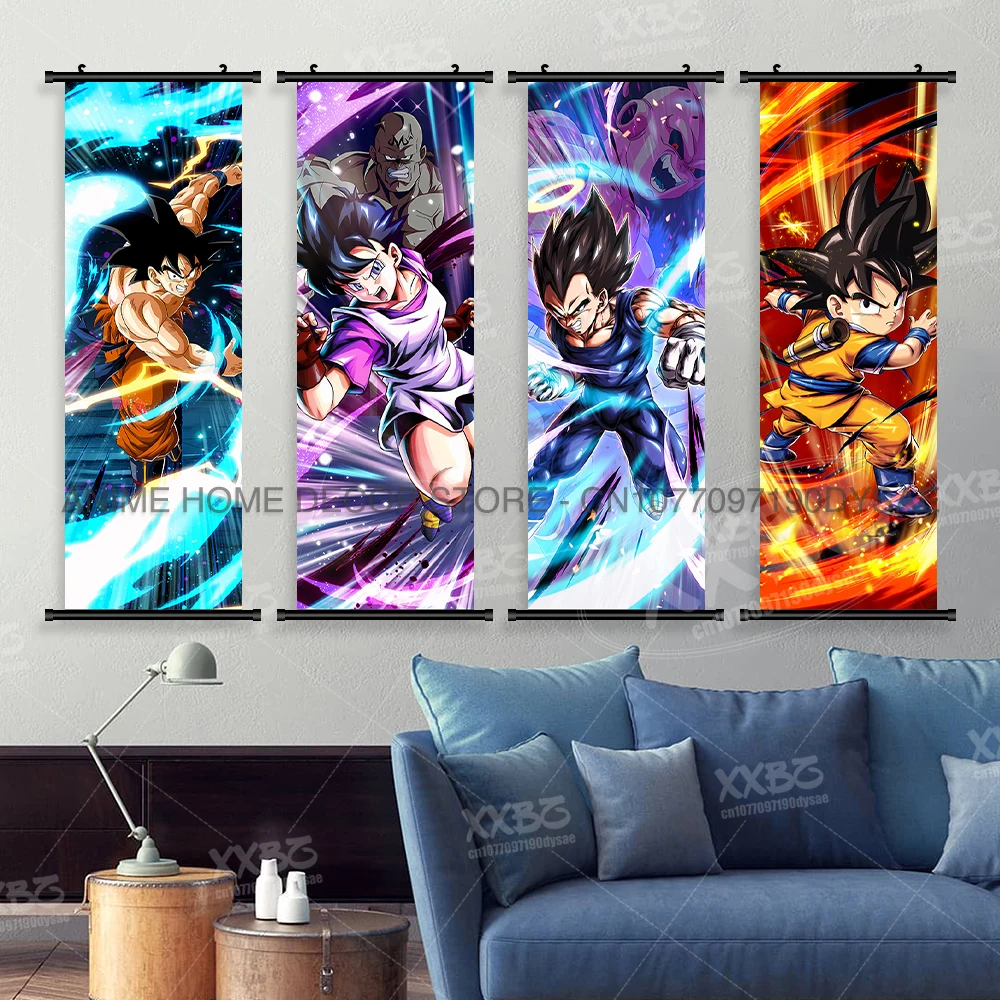 Dragon Ball Poster Anime Home Dekoration Hängende Malerei Vegeta Wandkunst Schriftrollen Bild Saiyajin Son Goku Room Decor Tapete – Detail 2
