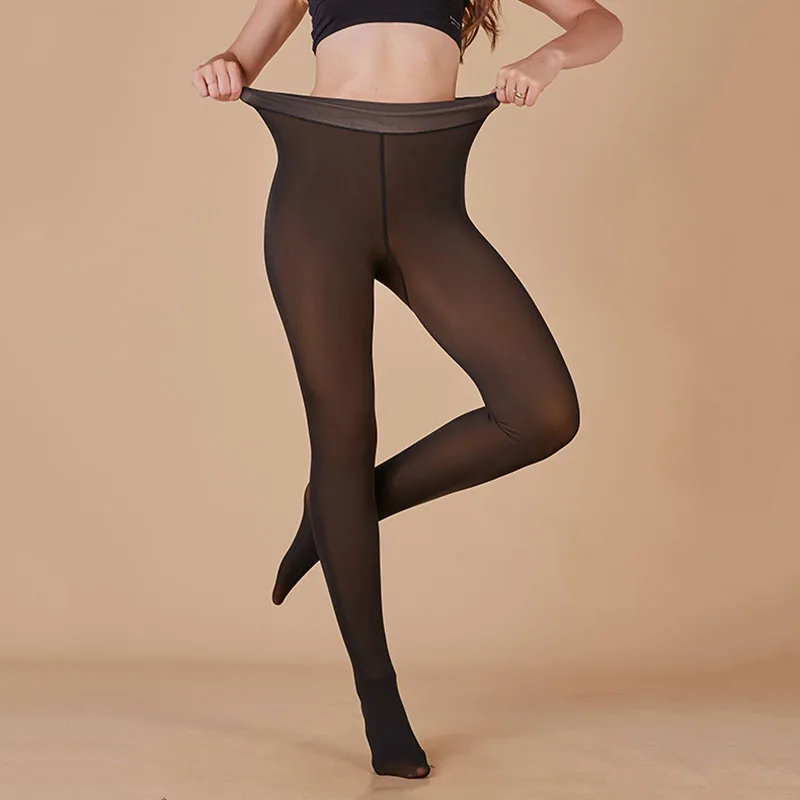 

Woman Fleece Thermal Stockings Sexy Winter Warm Translucent Tights Leggings Female High Waist Elastic Plus Velvet Pantyhose