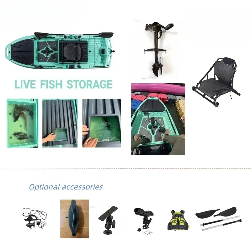

Airo Superior Hot Modular 1m Wide 3M Length Sea Fishing Propeller Pedal Drive Kayak 1 Person HDPE with Big Live Fish Tank
