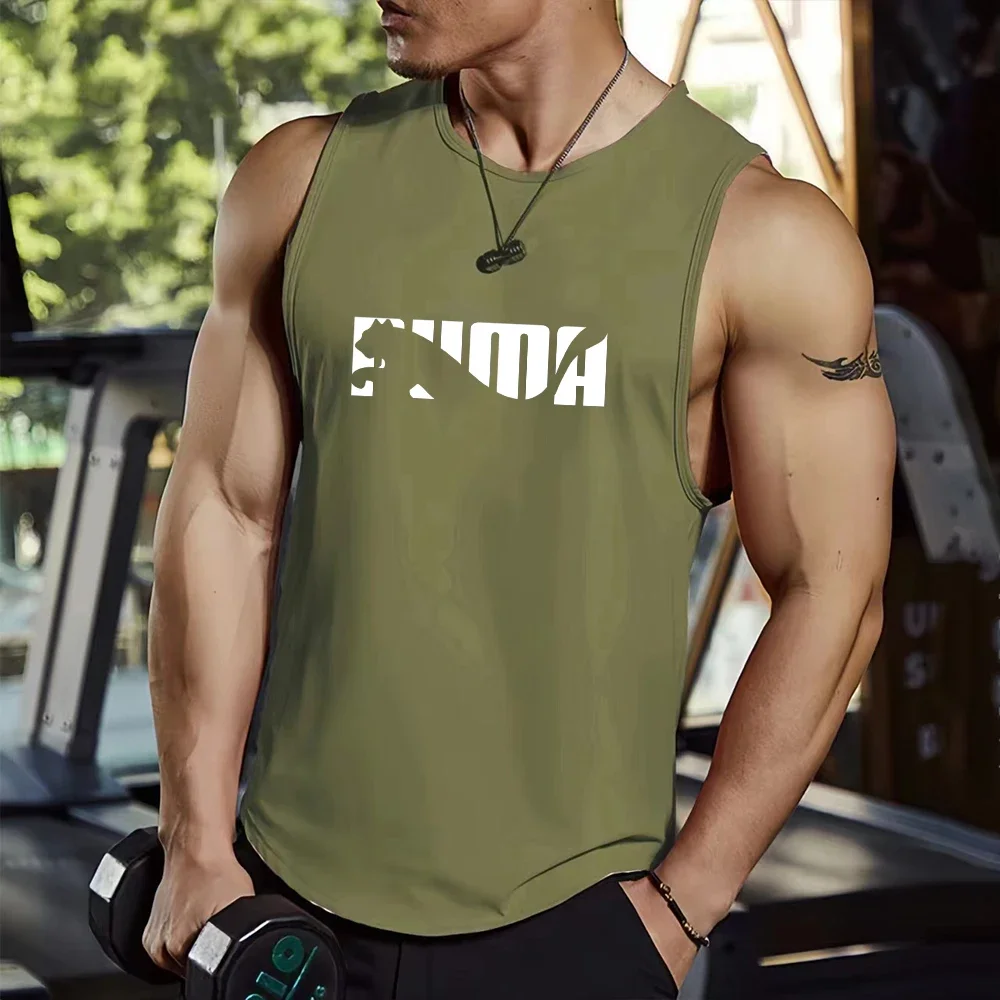 Neues modisches bedrucktes ärmelloses Herren-Top, locker und atmungsaktiv, für Fitness und Sport geeignet. – Detail 4