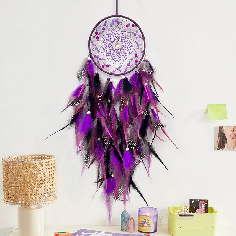 10 Colors Dream Catcher Hand-woven Colorful Feather Wind Chimes Living Room Bedroom Hanging Ornaments Festival Gifts Home Decor