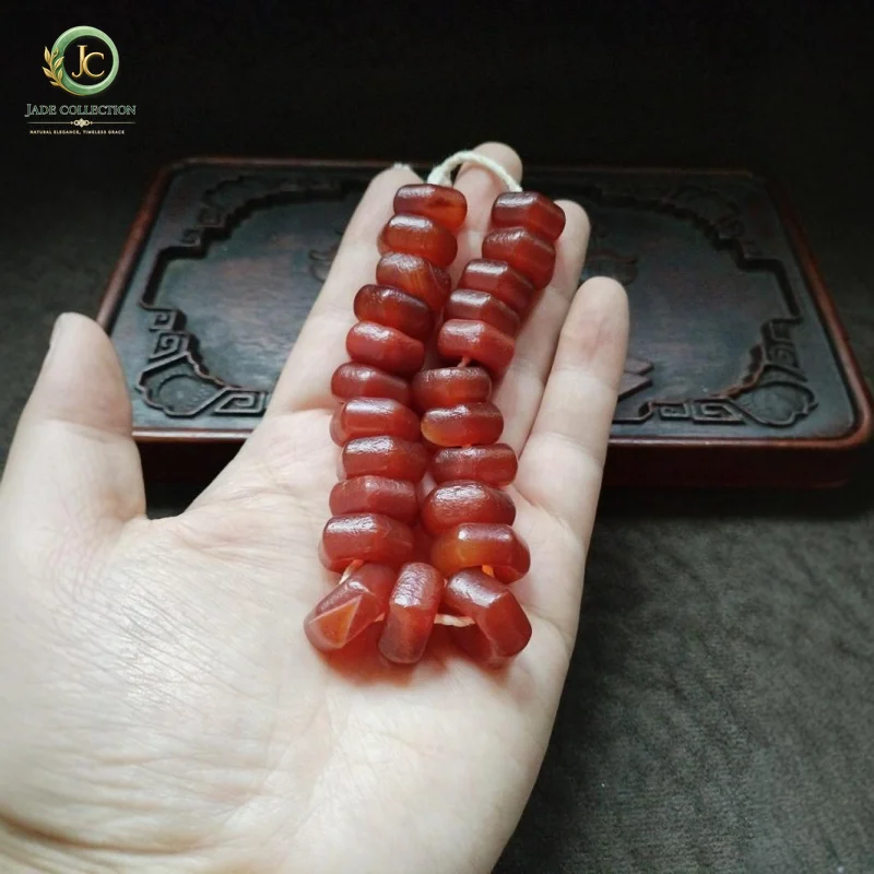 Tibetan Area Return Old Patina Agate Five-Wheel One Strand Bracelet Buddha Matching Beads