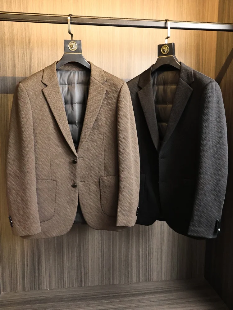 

Высококачественный мужской повседневный костюм Busin с вышивкой на пуху Jaet, осень-зима Faion Urban Sle Long Sve Singl...