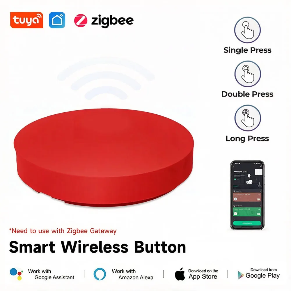ZigBee Button Scene Switch Intelligent Linkage Smart Switch Battery Powered Automation Zigbee Device Tuya Smart Life APP Control