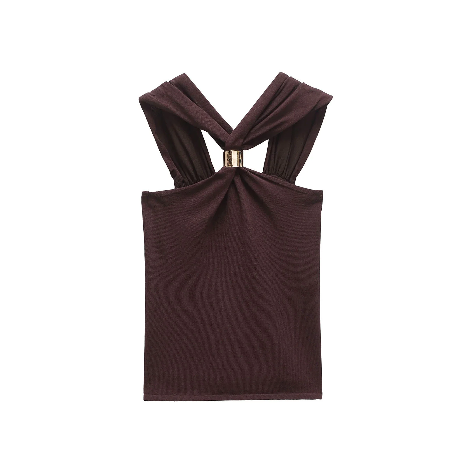 

Spring and Summer New Fashionable Knitted Tops for Women Sleeveless Halterneck Sexy Party Tops