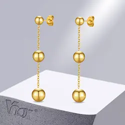 Vnox Chic Lucky Beads Earrings for Women, Anti Allergy Stainless Steel Long Dangle Earring Gifts to Mom Girlfriend Sisters BFF