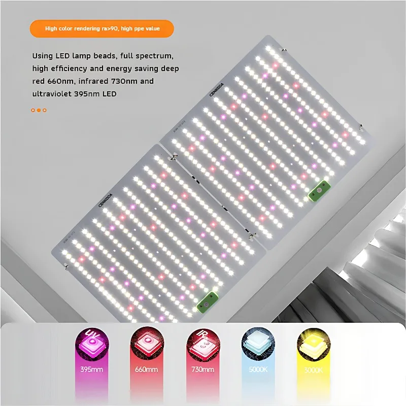 Full Spectrum Quantum Board Grow Light LED Panel AC100-277V 0-10V Dimmable Dual UV Red Switch for Indoor Hydroponic Cultivation