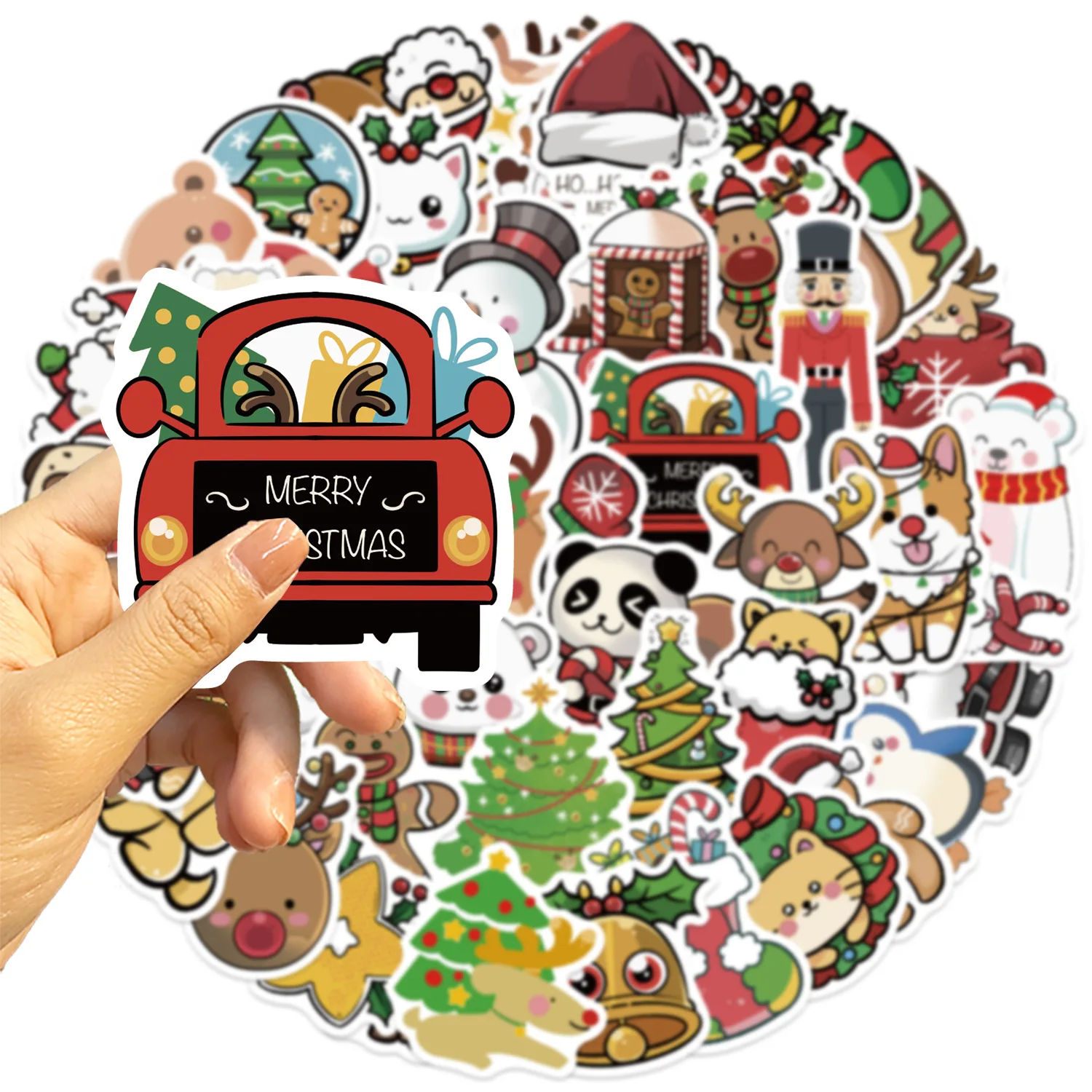 

10/30/50 шт., милые рождественские наклейки с животными, забавные наклейки с изображением лося, Санта-Клауса, украшения «сделай сам», украшение для телефона, ноутбука, холодильника, ноутбука, детские игрушки