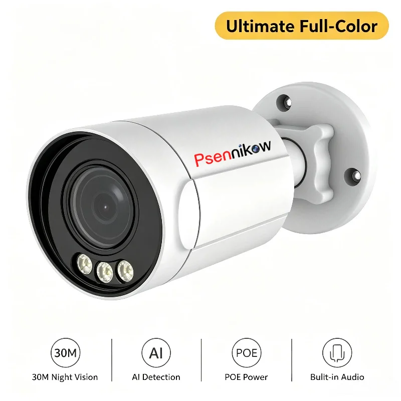 Psennikow 4X Auto-Zoom Poe Metal Bullets Camera Color Night Vision Camera 108° Wide Viewing Angle Security IP Camera Outdoor