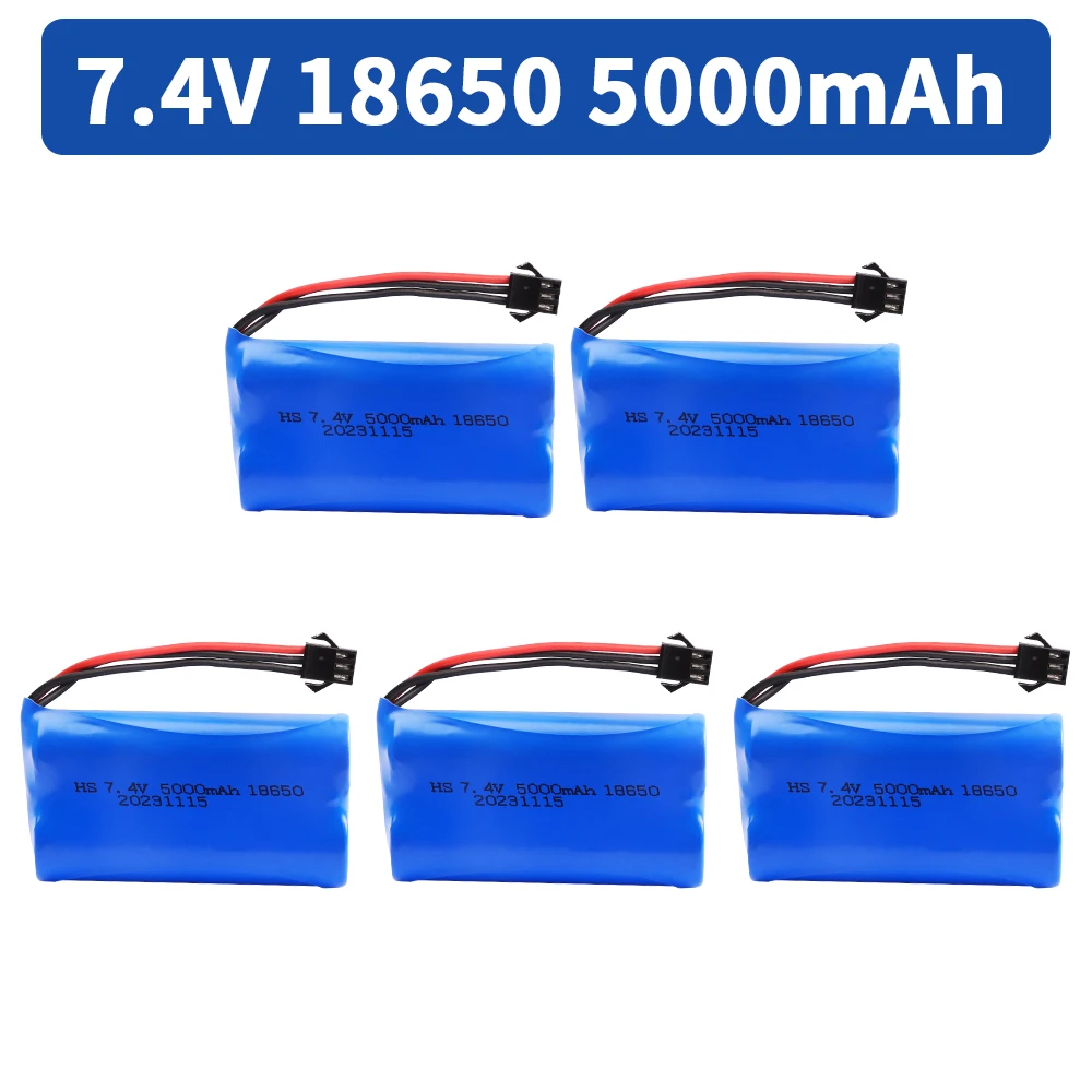 

7.4V 5000mAh Lipo Battery for MN128 Watch Gesture Sensing Twisted RC Stunt Car toys accessories 7.4v 2s 18650 Battery SM-3P Plug