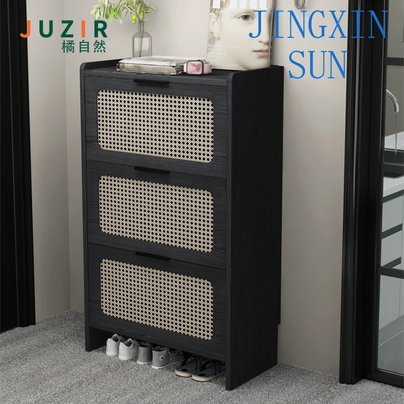 Nordic rattan shoe cabinet household entrance entrance entrance storage cabinet small apartment tipping bucket cabinet large cap