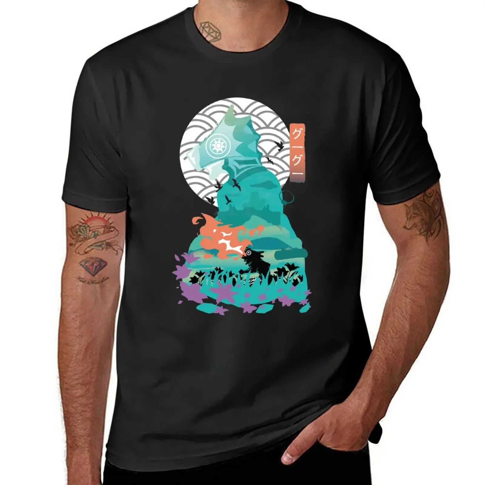 spewing flames negative space T-Shirt graphics hippie clothes animal prinfor boys plain white t shirts men
