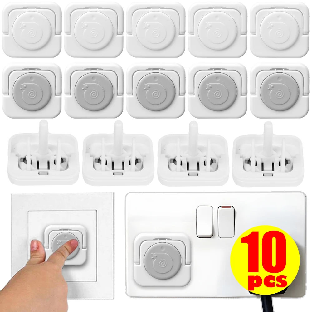 10Pcs America Electrical Safety Socket Protective Cover Baby Anti-electric Shock Safety Protector Plug-in Socket Protective Lock