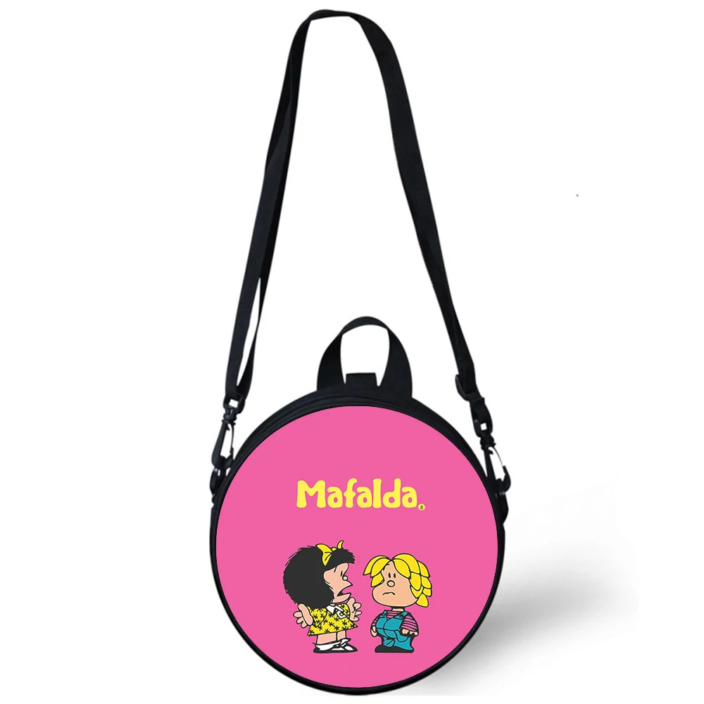 cute cartoon Mafalda  Child kindergarten Bag 3D Print Crossbody Shoulder Bags For School Women Mini Round Bagpacks Rugtas Bag