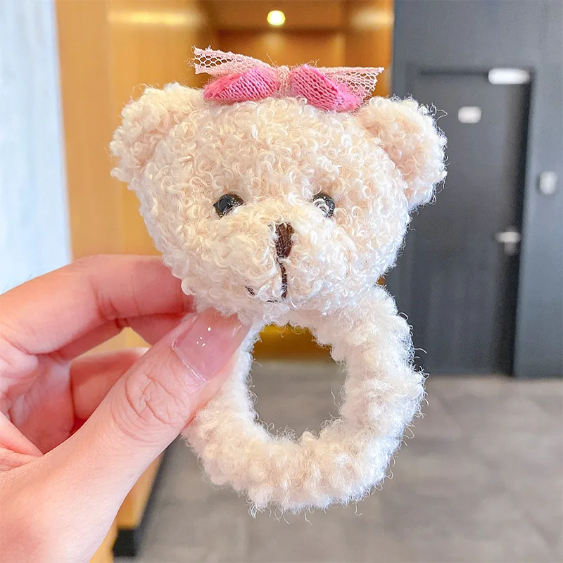 Niedliche Plüsch-Bären Elastische Haarbänder für Mädchen Kinder Modische Kopfbedeckung Stirnband Damen-Haaraccessoires – Detail 7