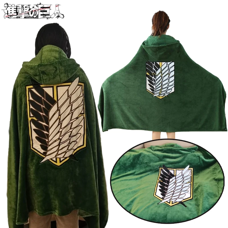 

Attack on Titan Scout Regiment Cape Blankets for Sofa Office Sleeping Blanket Home Anime Peripheral Quilt Cospaly Costumes Gifts