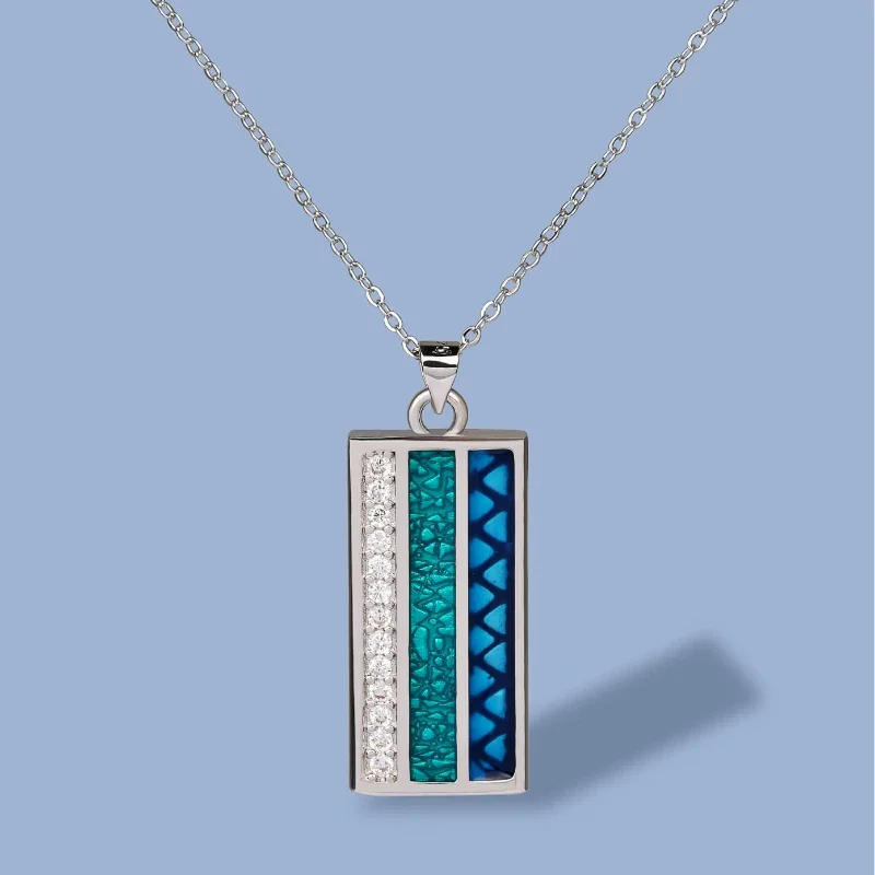 

New Necklace for Women Three-row Geometric Zircon 925 Silver Colorful Enamel Chic Pendant Necklace Trendy Fine Jewelry Handmade
