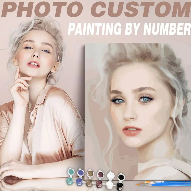 PhotoCustom 48 Color Photo Custom Diy Painting By Numbers For Adults Drawing On Canvas Wedding And Party Photos Custom Retain Be