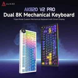 AK820V2 /AK820VPro Mechanical Keyboard Multifunctional Knob Tri-mode Wired/2.4GHz/BT Wireless Keyboard Connect with Wrist Rest