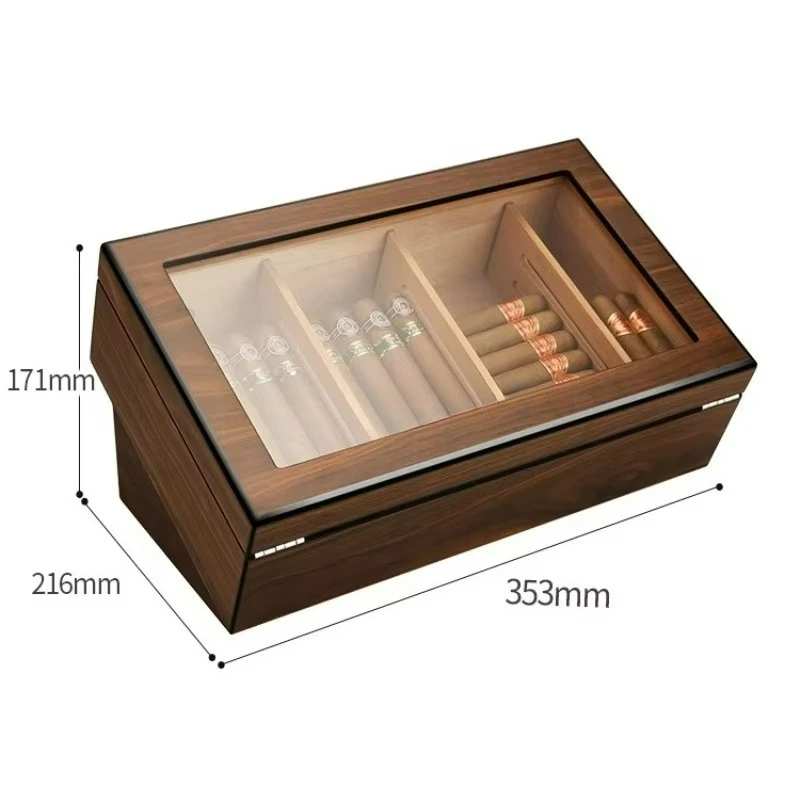 Cigar Display Box Large Capacity Partition Cedar Wood Moisturizing Box European Safety Lock