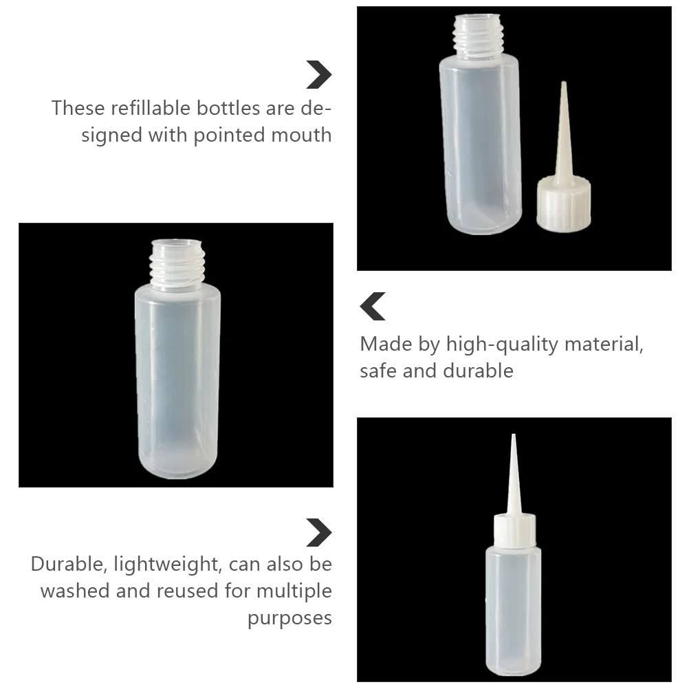 8 Pcs Dispensing Bottle Refillable Empty Squeeze Bottles Pointed Multipurpose 50ml Mouth Plastic Pointer Beauty Seam