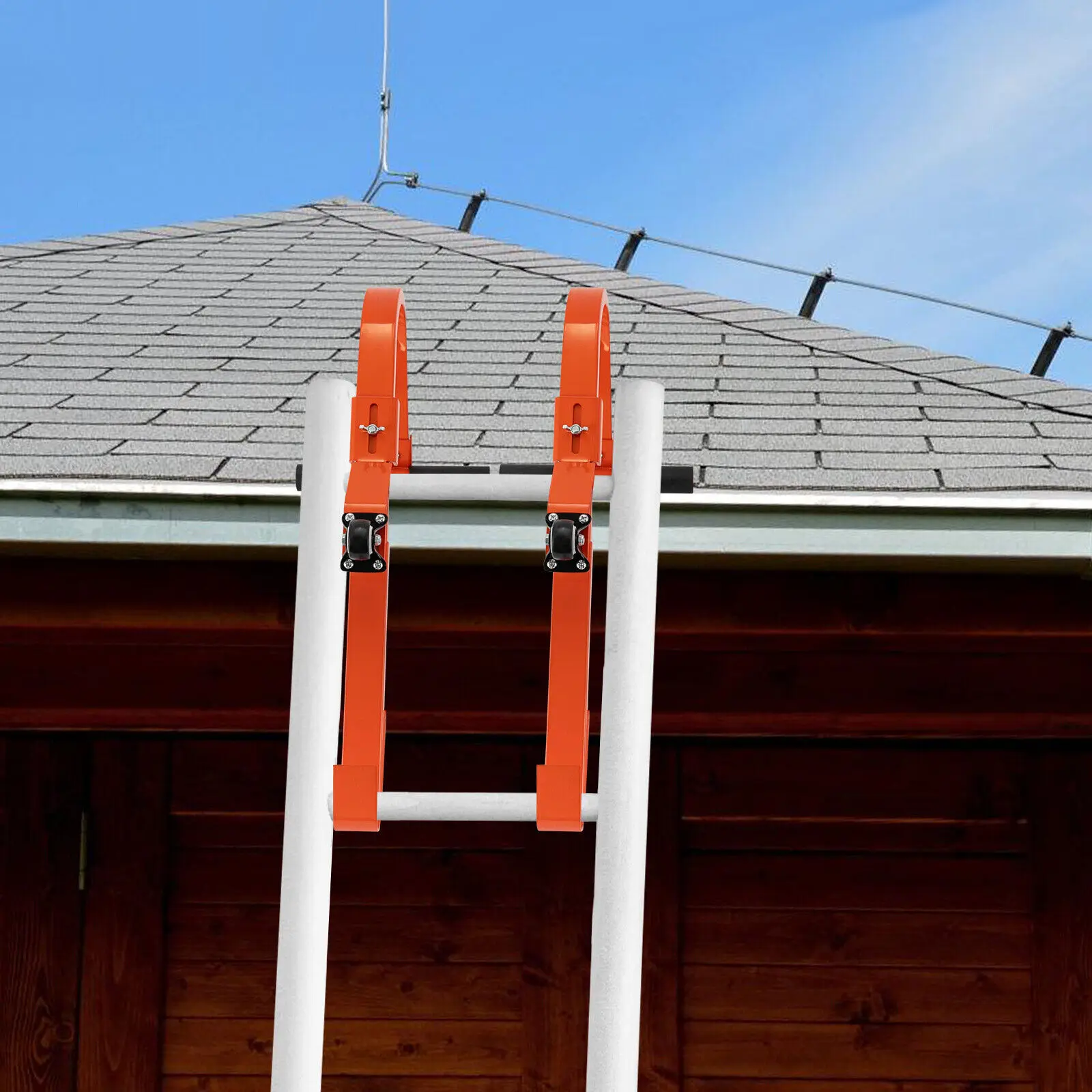2Pack Ladder Roof Hook with Wheel Adjustable T-bar Ladder Stabilizer Holder