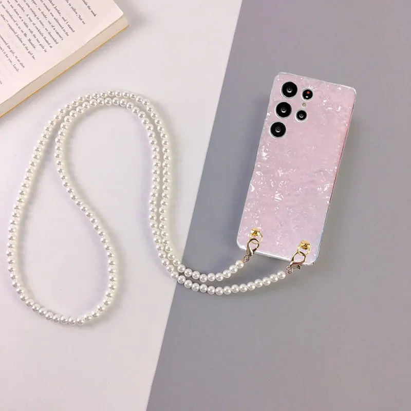 S23 ultra Crossbody Pearl Lanyard Phone Case For Samsung S23 Case Chain Cover For Samsung Galaxy S23 / S23 Ultra S25 S24 FE Case