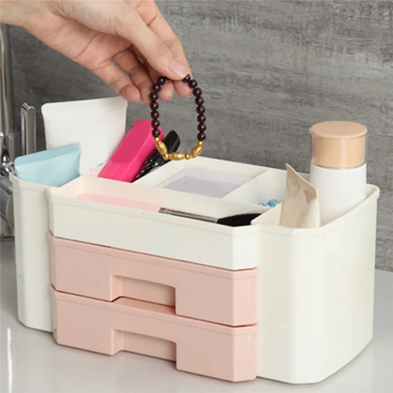 

Makeup Organizer Cosmetic Case For Jewelry Hair Accessories Beauty Skincare Product Organizing Makeup Storage Box Durable ,Pink-