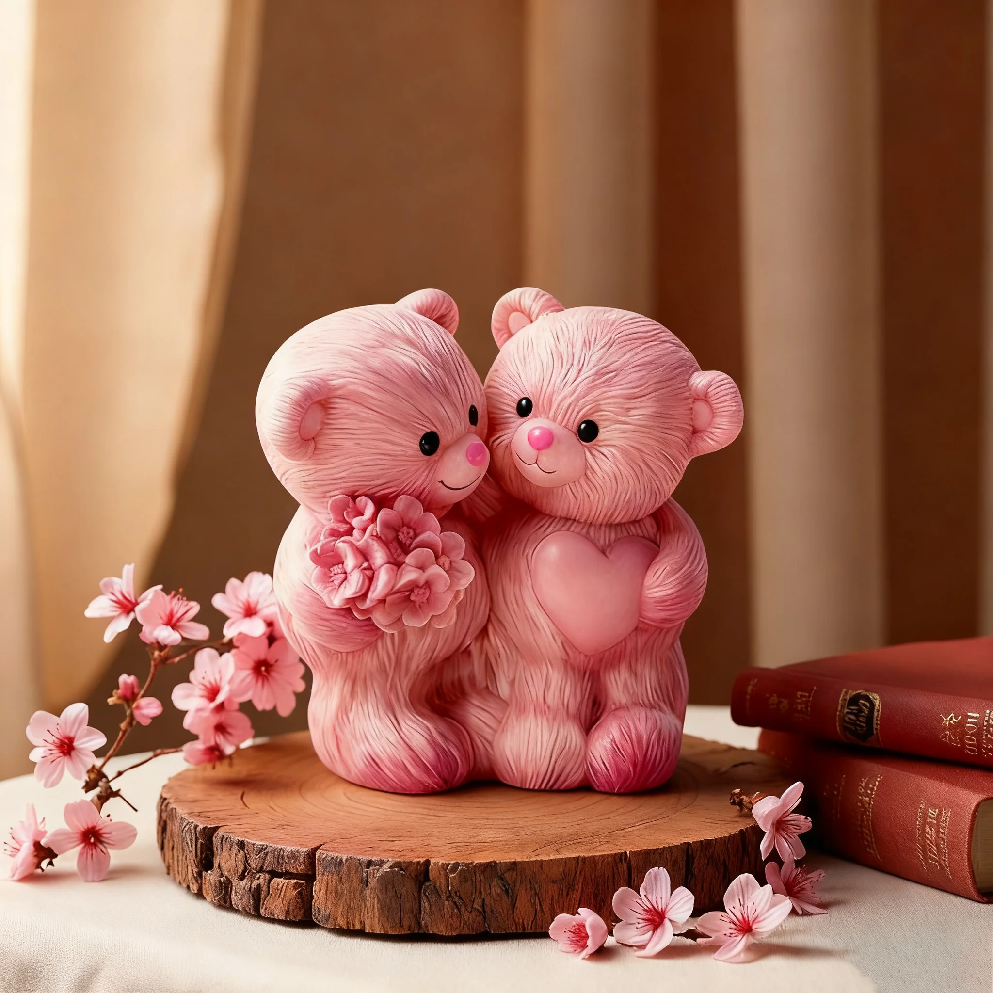 3D Couple Bear Silicone Mold Valentine's Day Teddy Bear Flower Heart Aromatherapy Candle Resin for Home Decor Gift Plaster Mould
