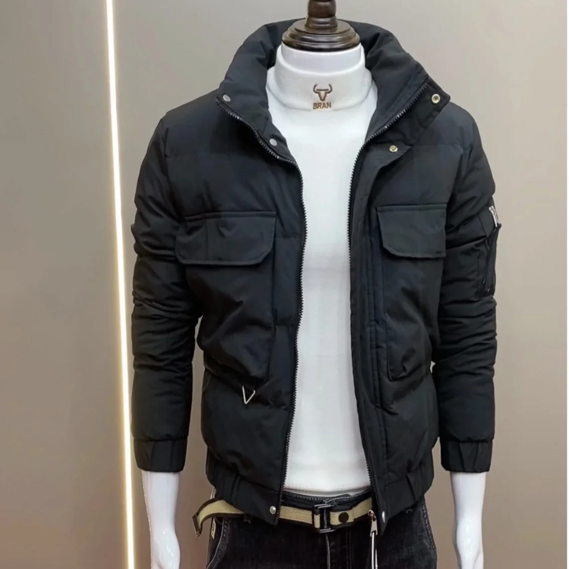 

2025 Winter New Men's Casual Cotton Jacket Stand Collar Handsome Cotton Coat Youth Popular Standard Fit Long Sleeve Warmth